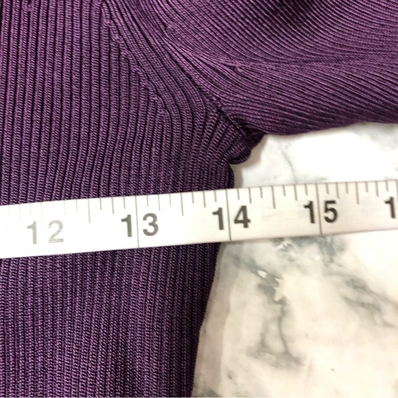 INC International Concepts Purple Ribbed Mock Neck Puff Sleeve Size L NWT - Picture 5 of 7